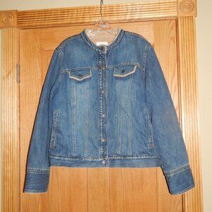 Women's Size XXL OLD NAVY Western Denim Jean Trucker Jacket Sherpa Lined Coat